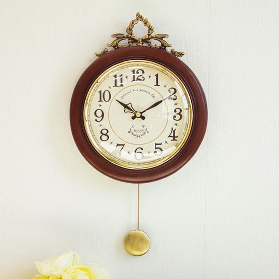 레트로 저소음 엔틱원형 추시계 브라운 kdyg039