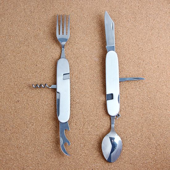 6종 스텐 수저포크 멀티툴 접이식커트러리