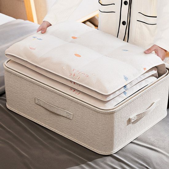 코튼 린넨 리빙박스 이불 옷 의류 정리함 (가로형)