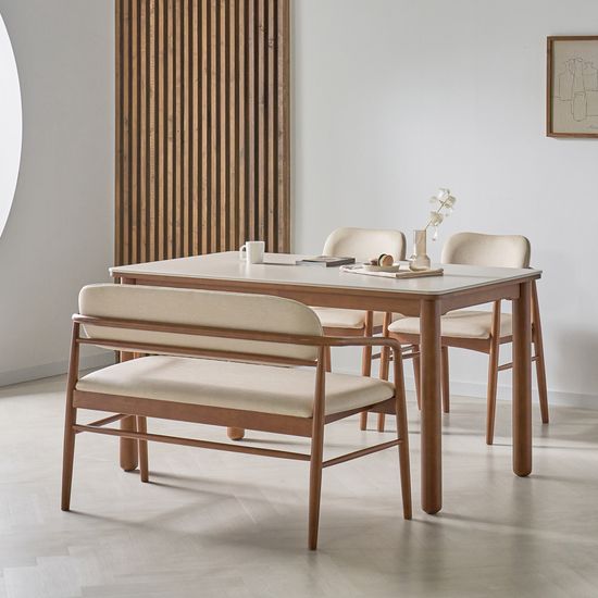 CZ2393 세라믹 4인용 원목 벤치 식탁세트 1400 1color