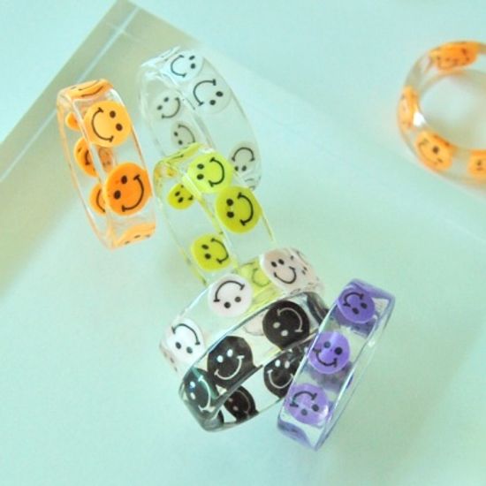 스마일 투명 아크릴 반지(6컬러)