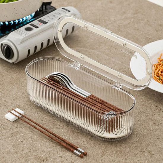 뚜껑있는 물빠짐 수저포크 수납함