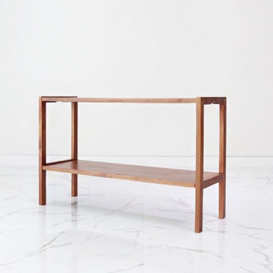 브라우니 원목 벤치 2단선반 80cm