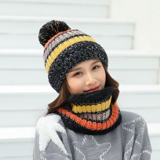 베스티 방울 니트 넥워머 털모자 세트 5color