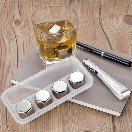 스텐 얼음큐브4개+집게 아이스큐브 금속얼음(WEBF4D5)