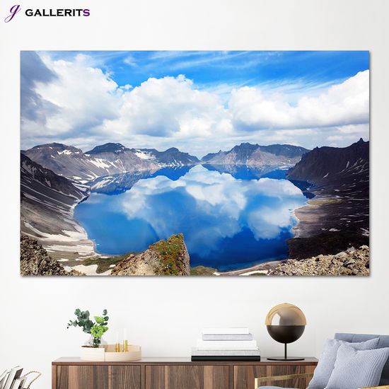 백두산 천지 산그림 안방 침대 풍수지리 액자 대형