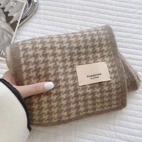 [1+1]하운드체크 캐시미어 롱머플러