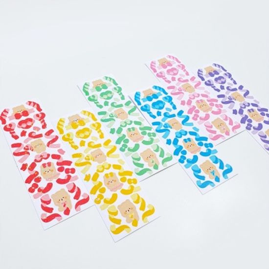 [선덕선덕] 리본 몽곰 컨페티 스티커 6종(개별)