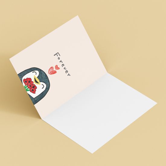 펭귄 사랑해요 꽃다발카드 캘리그라피카드