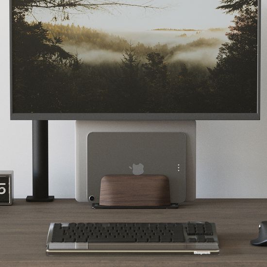 우드클램쉘 노트북 태블릿 수직 클램쉘 거치대 싱글