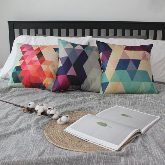 러프 소파 쿠션(솜포함) 45x45 레인보우스칸디 C 2P