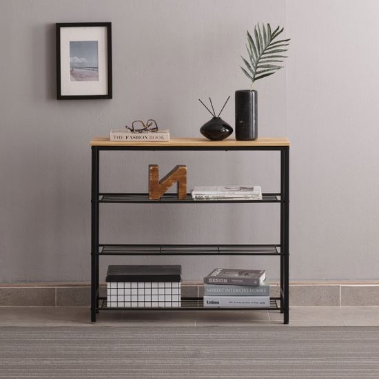 [단독특가] 그루인 레온 원목 철제선반 4단 800x260