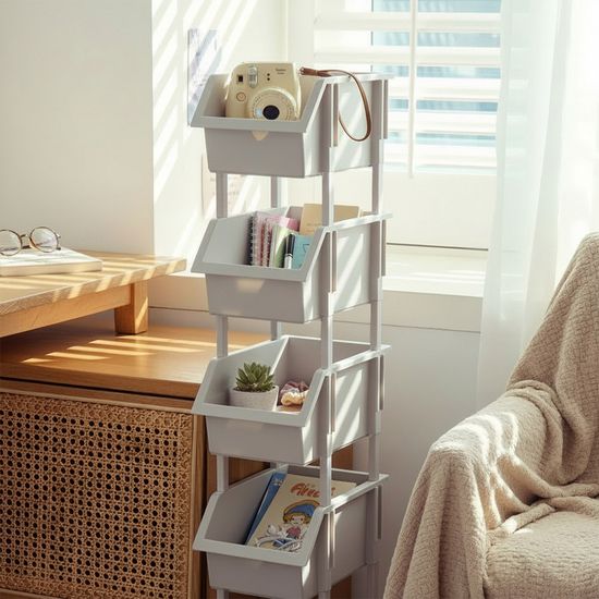 이유 적층형 다용도 정리함 4P 미니 수납 분리 바스켓