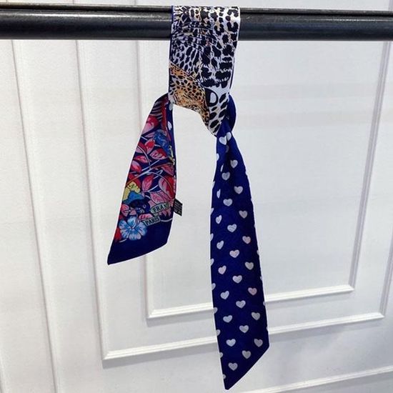 [애슬릿]봄 여름 호피 하트 리본 타이 쁘띠 목 스카프