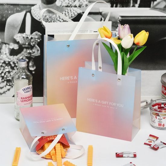 예쁜 그라데이션 튼튼한 손잡이 선물 미니 쇼핑백