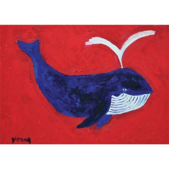 Blue Whale In Red Ocean / 일러스트 액자