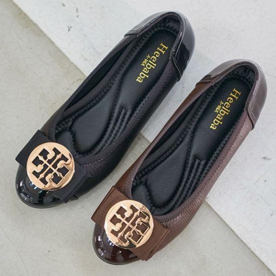 고급 소가죽 에나멜 여성 로퍼 블랙 브라운(W5C097A)