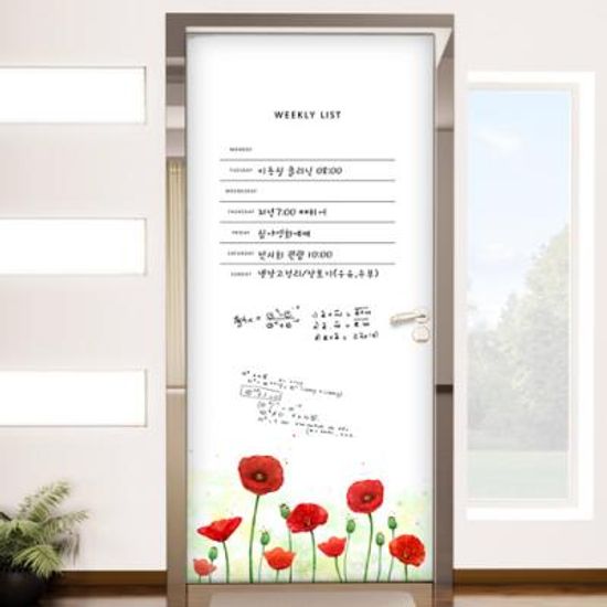 im757-칠판현관문시트지_플라워일러스트
