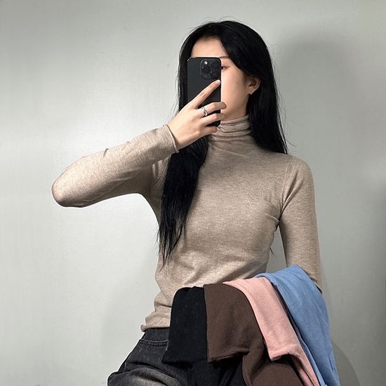 여성 무지 폴라티 목티 목폴라 티셔츠 얇은 이너 5종