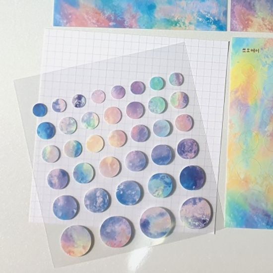 우주 원형 리무버블스티커-3컬러