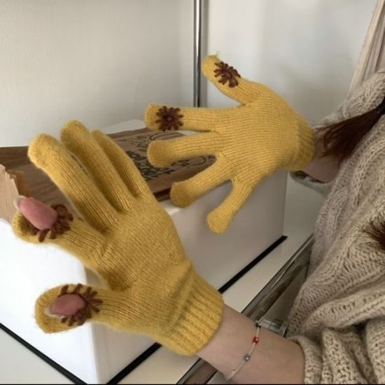 손가락구멍 뜨개 핑거홀 니트 장갑(WFG15BP)