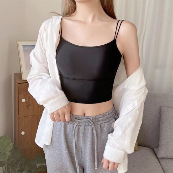 네이첼 더블끈 캡 크롭탑나시