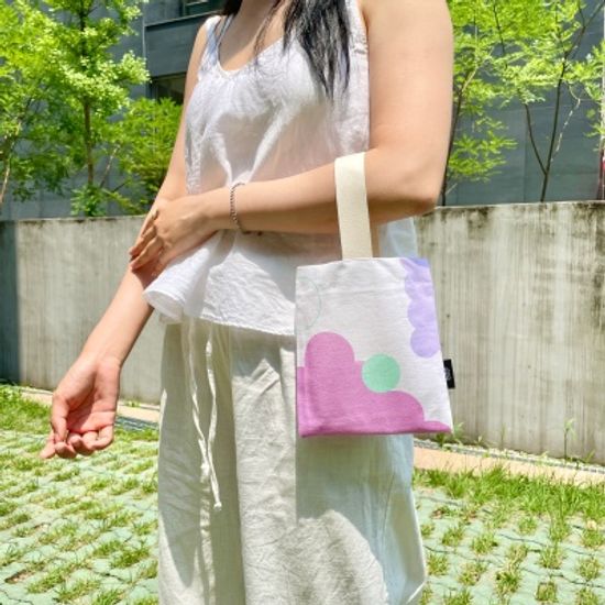 브떼 텀블러백 미니 에코백 핑크 구름 프린팅 파우치