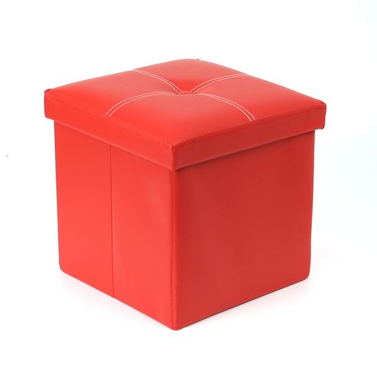 스툴스 인조가죽 수납의자(30cm) (레드) 보조의자