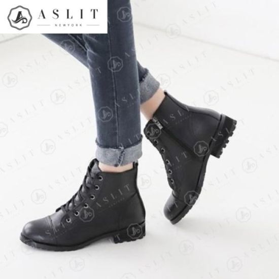 [애슬릿]여성 천연 소 가죽 지퍼 워커 앵클 부츠