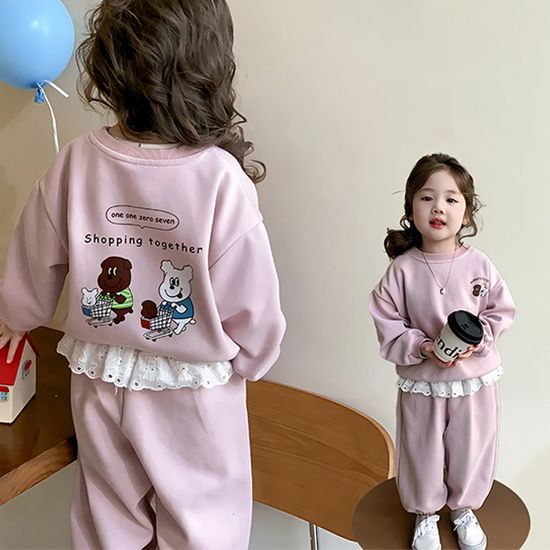 멍멍토끼 여아동 긴팔 조거 상하복 세트 206042