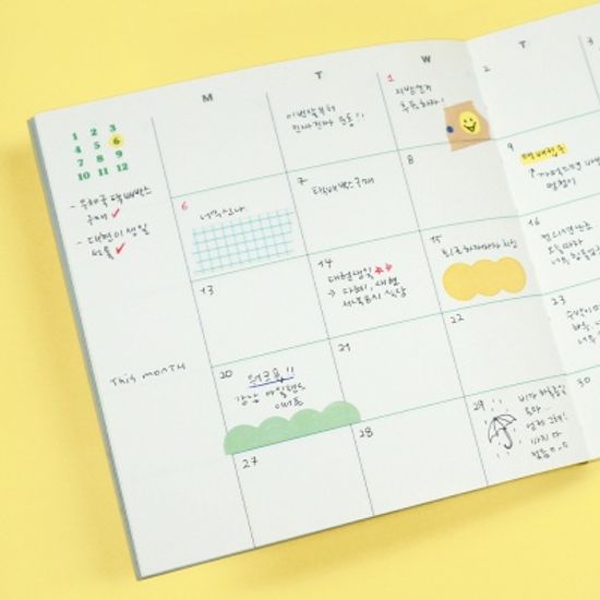 오첵 O-CHECK 스퀘어 만년다이어리 먼슬리 플래너 