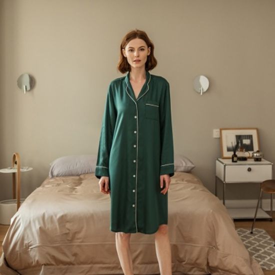 텐셀 여성 원피스 잠옷 실크 촉감 파자마