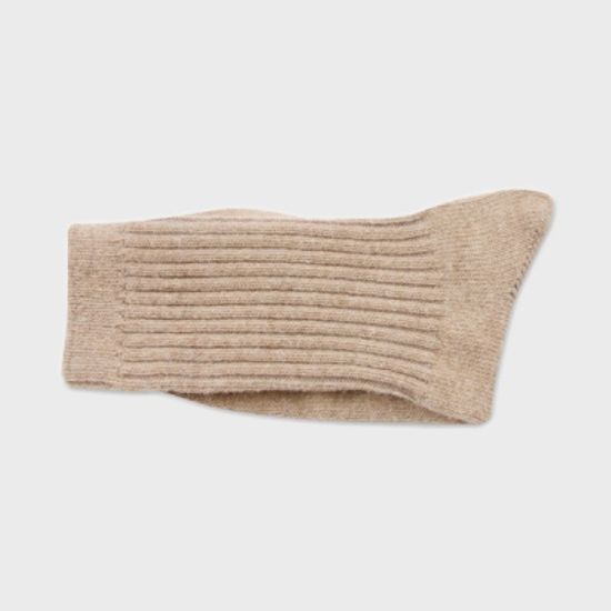 도톰 울 니트 골지 양말(베이지)