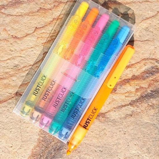 모리스 JUSTCLICK 노크식 슬림형광펜 S-비비드 5색set