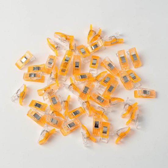 튼튼한 미니 사무용 클립 50p세트 오렌지 칼라 집게