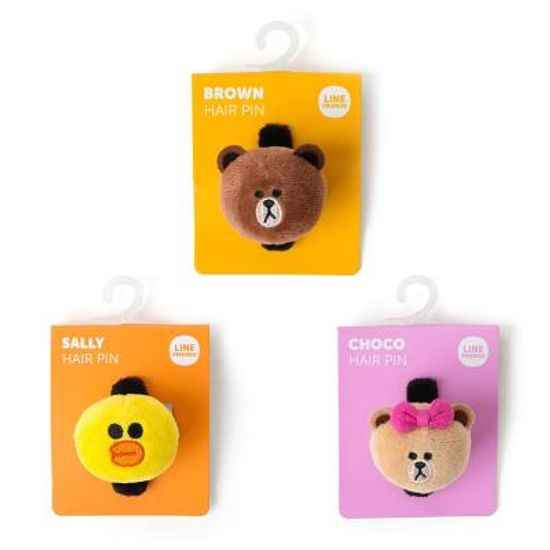 라인프렌즈 얼굴인형 헤어핀(집게형)  택1