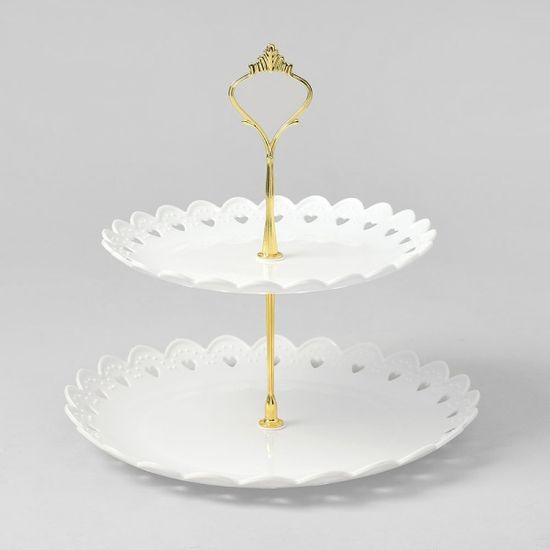 포멀라운드 2단 디저트 트레이 플레이팅 파티접시