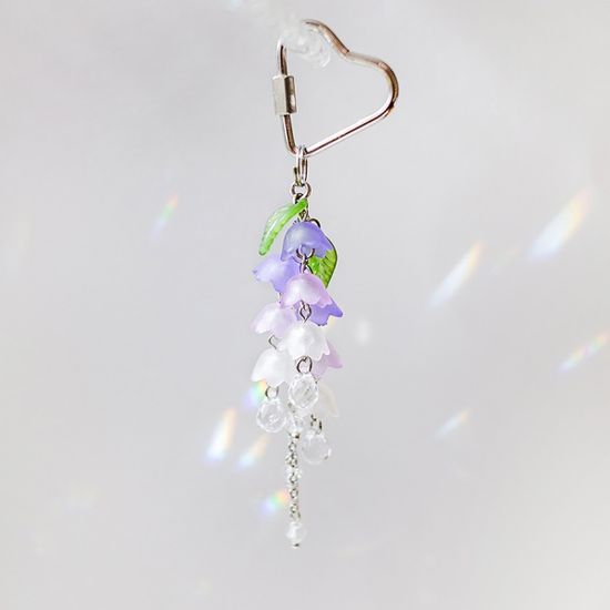 써지컬스틸 등나무꽃 하트 카라비너 키링