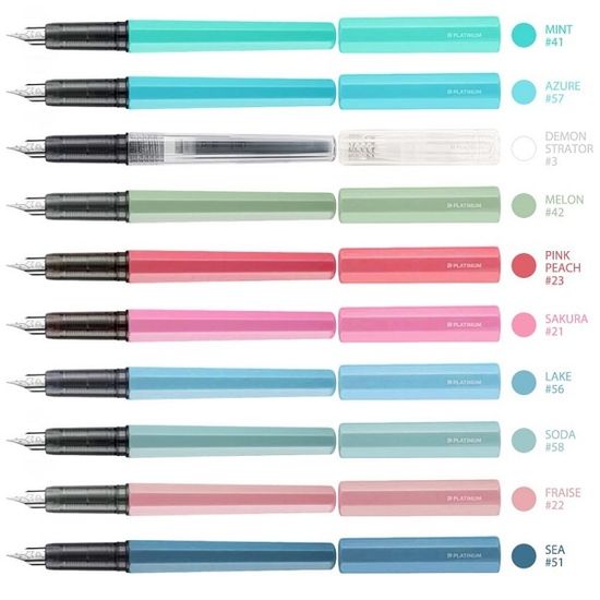 플래티넘 만년필-스타렛 200 F촉+블루 카트리지(2본입