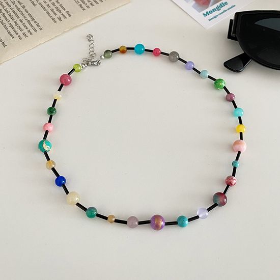 빈티지 원석 레이어드 초커 검정 목걸이 ac-22 비컬