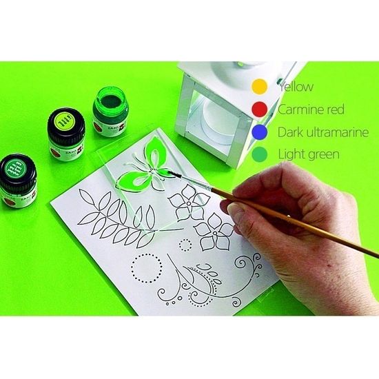 마라부 글라스 4색물감(수성)+아웃라이너+붓 MB1306