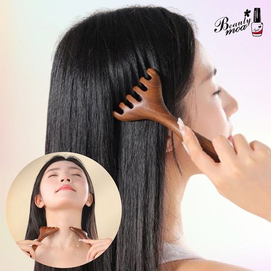 목주름 우드무늬괄사 전신 두피마사지 빗(WFFW191)