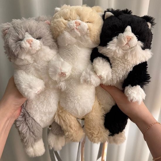 무릎인형 미니 잠자는쓰야쓰야 고양이 턱시도하치와레