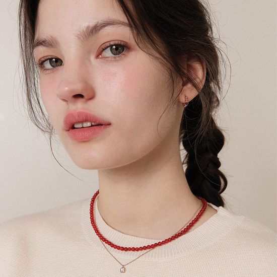 제이로렌 레드 자마노 원석 목걸이 N01197