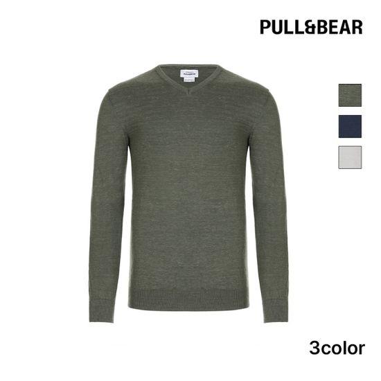 폴앤베어 소프트터치 베이직 남자 브이넥 코튼 니트