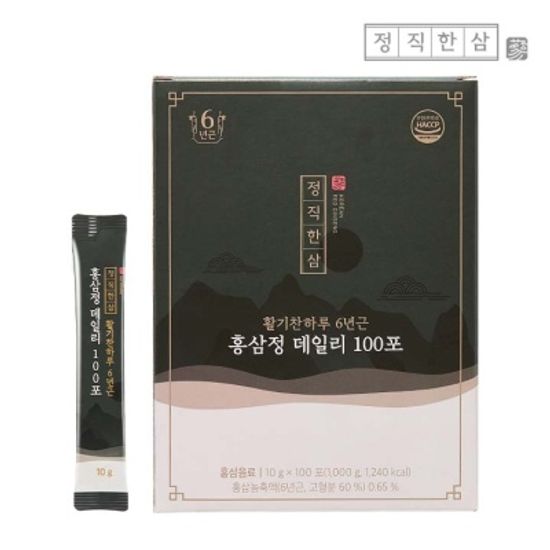 정직한삼 6년근 홍삼정 데일리 100포 (+쇼핑백)