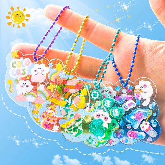 DIY 스티커 데코 키링 꾸미기 아크릴 팬던트 만들기 