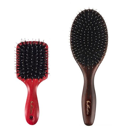 헤스티아 고급 돈모 패들 브러쉬 빗 (레드) S사이즈