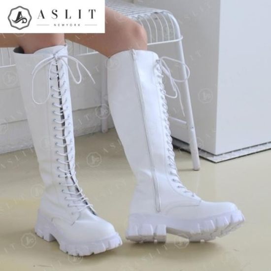 [애슬릿]데일리 여성 옆 지퍼 통굽 워커 롱 부츠 6cm