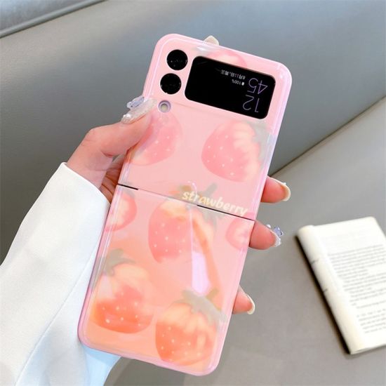 갤럭시 z플립 3 4 홀로그램 복숭아 딸기 실리콘케이스